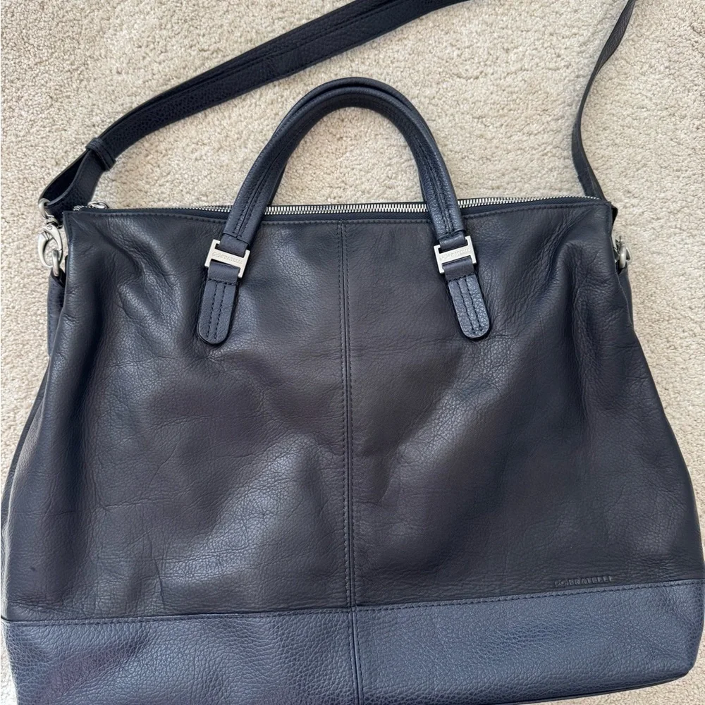 Genuine Leather Navy Laptop Messenger Bag | European Brand | New